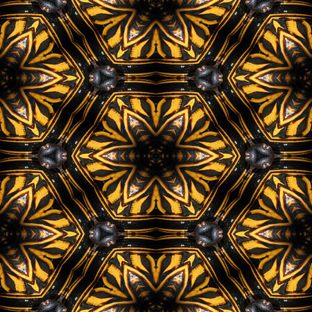 Kaleidoscopic seamless generated texture with stylized flowersの写真素材