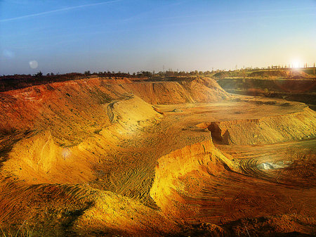 Sand quarry at sunriseの写真素材
