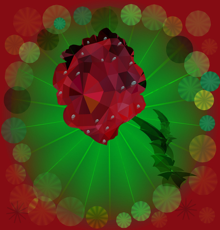 Red rose of polygons on fan shape backgroundのイラスト素材
