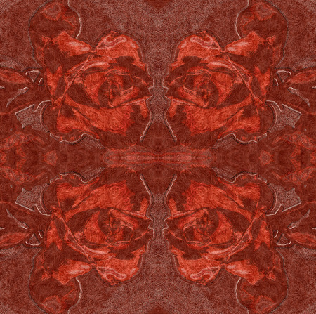 Generated texture with pattern from four roses on a wooden backgroundの写真素材