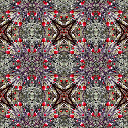 Seamless pattern of generated texture with rose hip berriesの写真素材