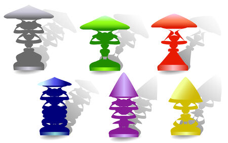 Set of colorful vintage lamp with shadowsのイラスト素材