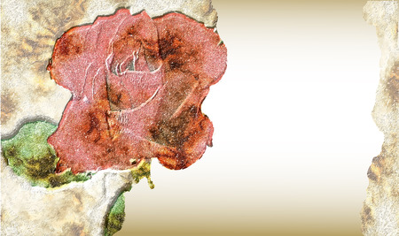 Vintage cracked card with red roseのイラスト素材