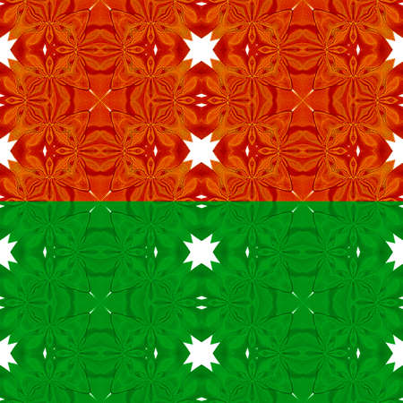 Christmas red and green  seamless pattern of bows and ribbonsの写真素材