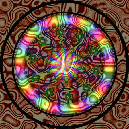 Abstract rainbow glowing object of generated textureの写真素材