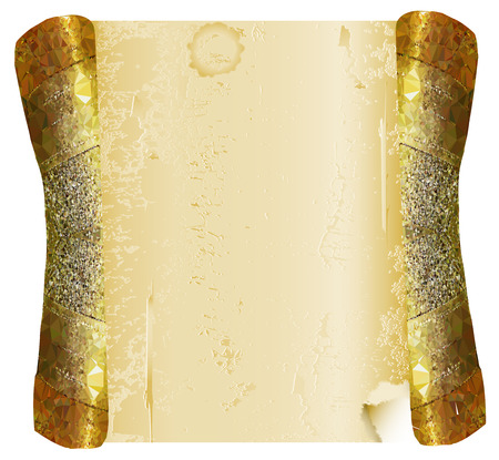Vintage gold cracked scroll of parchmentのイラスト素材