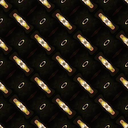 Abstract black and gold seamless pattern with ringsの写真素材