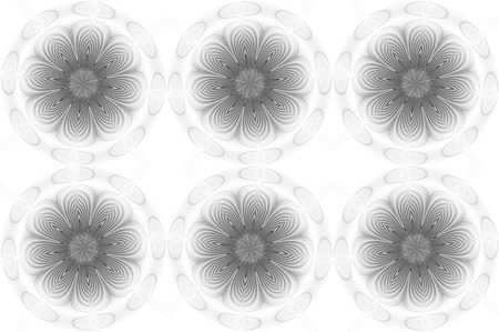 Seamless black and white pattern with stylized flowersの写真素材