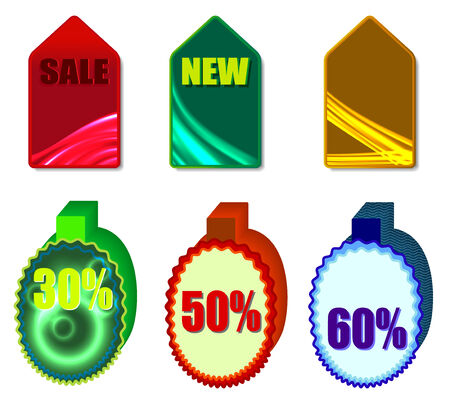 Discount colorful labels with holographic effectのイラスト素材