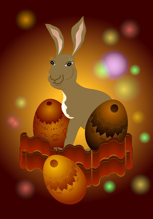 Easter bunny with chocolate eggsのイラスト素材