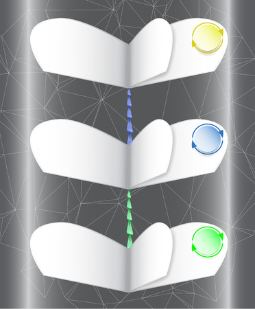 Infographics template with folded paper banners and buttonsのイラスト素材