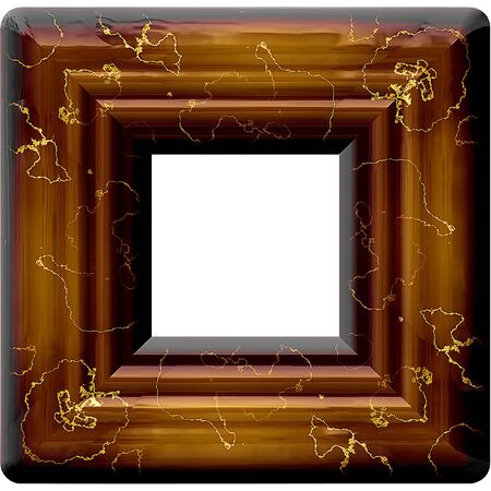 Vintage mahogany frame with cracksの写真素材