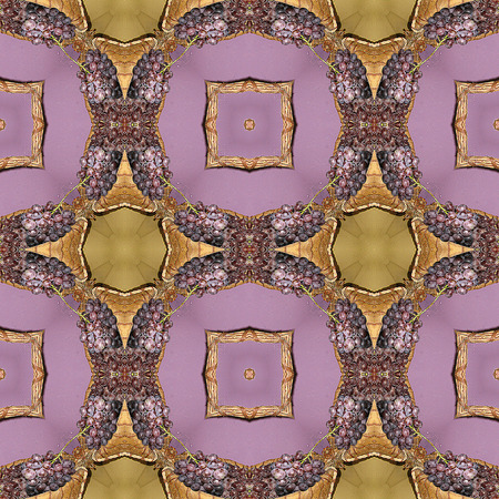 Seamless pattern with grapes and basket in a Provencal styleの写真素材