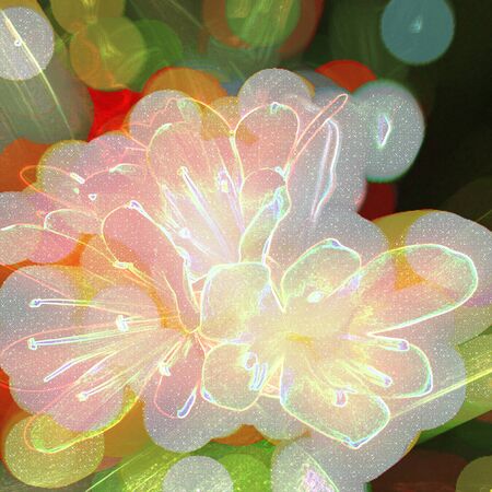 Flowers with blurred edges and glamour wattercolor effectの写真素材