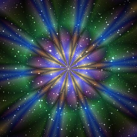 Abstract magic object with blue rays and starsの写真素材