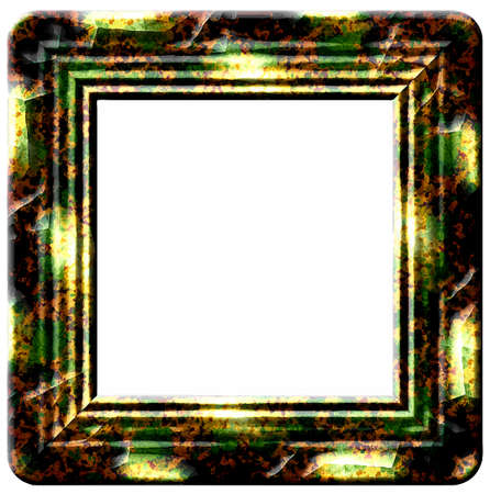 Vintage cracked frame with green and yellow stainsのイラスト素材