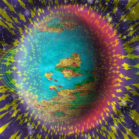 Celestial body with continents by the explosionの写真素材