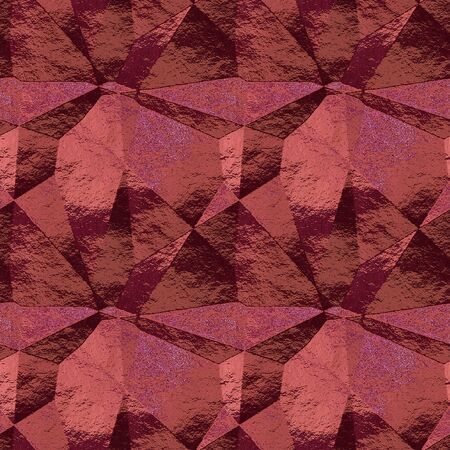 Abstract seamless crumpled pattern of red metal foilの写真素材