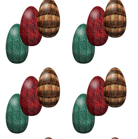 Seamless pattern with colorful patchy Easter eggsの写真素材