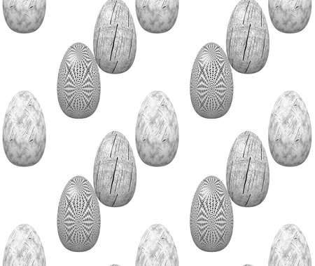 Seamless Easter pattern with black and white abstract geometric motifsの写真素材