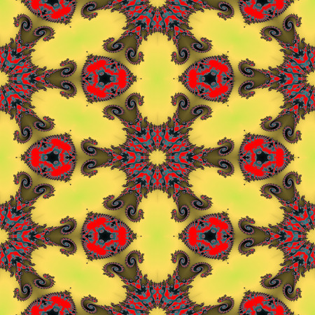 Abstract seamless pattern with red and blue ornamental motifsの写真素材