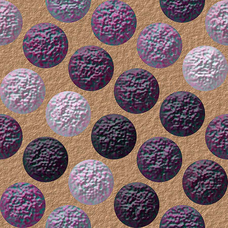 Rounded violet and purple buttons on a brown backgroundの写真素材