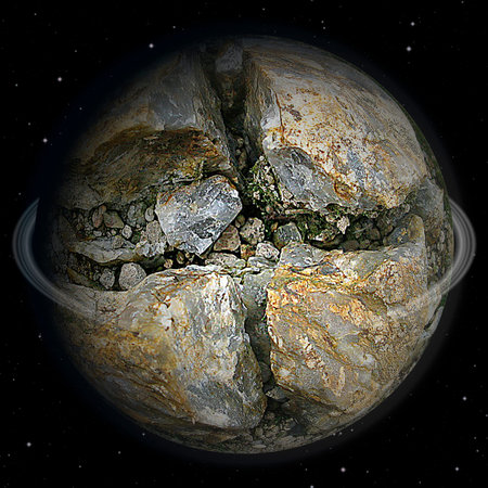 Abstract cracked celestial body after the collision