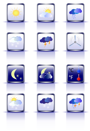 Set of weather square icons on a white backgroundのイラスト素材