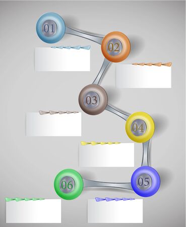 Infographics step by step template paper banners with buttons and arrowsのイラスト素材