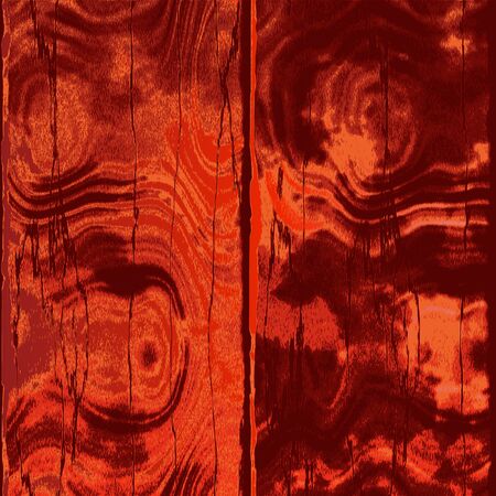 Grunge background of red wooden planks with cracks and ringsのイラスト素材