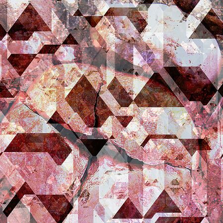 Abstract red, pink and white background of cracked pyramidal blocksの写真素材