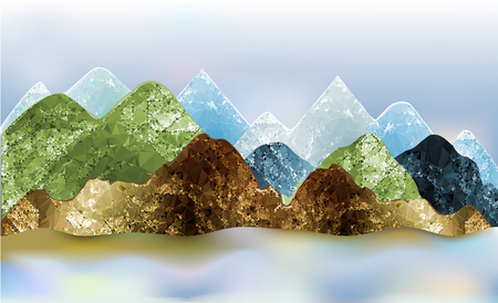 Panoramic winter abstract landscape with mountains of polygonsのイラスト素材