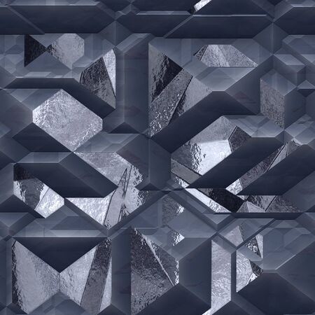 Abstract 3d silver and gray background with shiny metal FACETSの写真素材