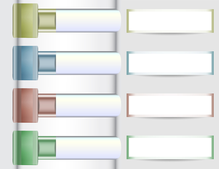 Infographics template with four metal folders, sliders and paper bannersのイラスト素材