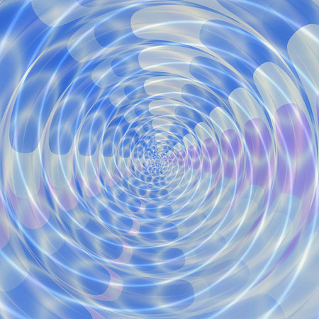 Abstract background of blue, pink and white concentric glowing shapes creating an illusion of...