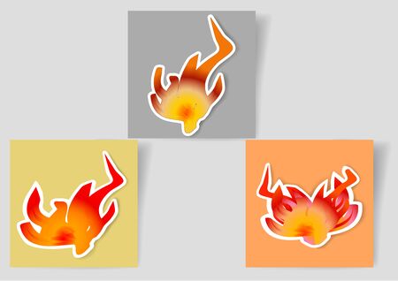 Set of paper banners with flames icons for web design and infographicのイラスト素材