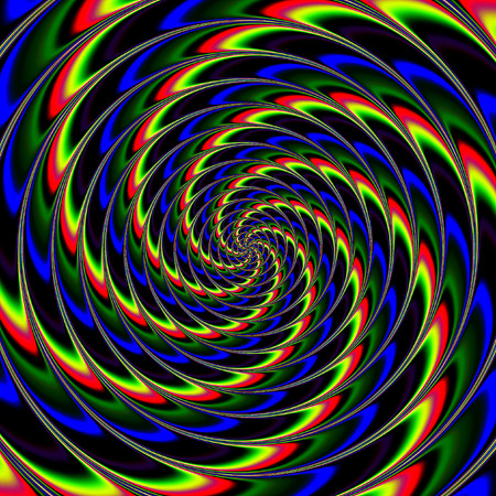 Abstract dynamic background of rotating red, green and blue spiralsの写真素材
