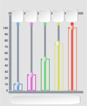 Infographics template with sliders, banners and five paper growth chartsのイラスト素材