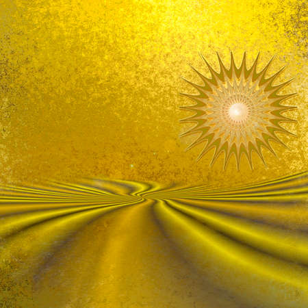 Abstract gold landscape with desert and sunの写真素材