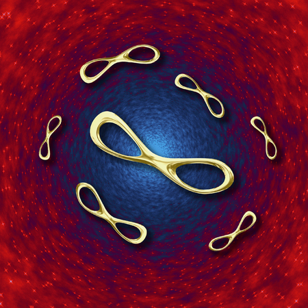 Abstract dark background resembling black hole with infinity symbolsの写真素材
