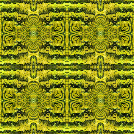 Abstract reptile seamless pattern with gold, black and green Scalloped reptile textureの写真素材