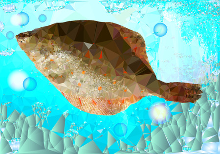 Water background of polygons, bubbles and fishのイラスト素材