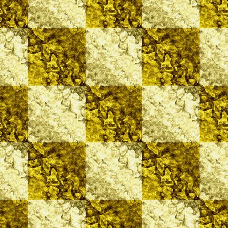 Abstract seamless gold and yellow mosaic grunge pattern of squaresの写真素材