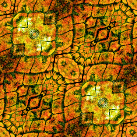 Abstract seamless rough pattern with gold, orange and brown texture of snake scales