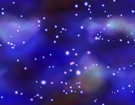 Night sky with glowing winter constellation. Dark blue sky with glowing stars and nebulaの写真素材