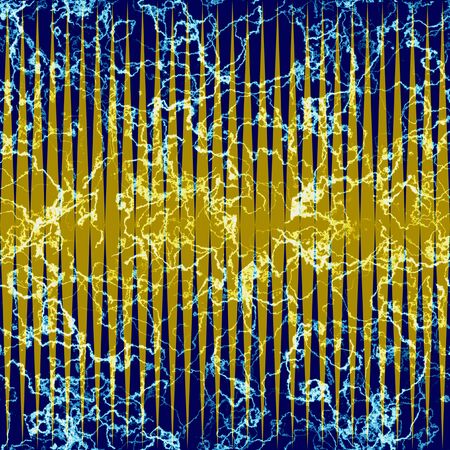 Abstract seamless marbled pattern with stripes and veins. Gold, blue and white marble texture with intertwined veinsの写真素材