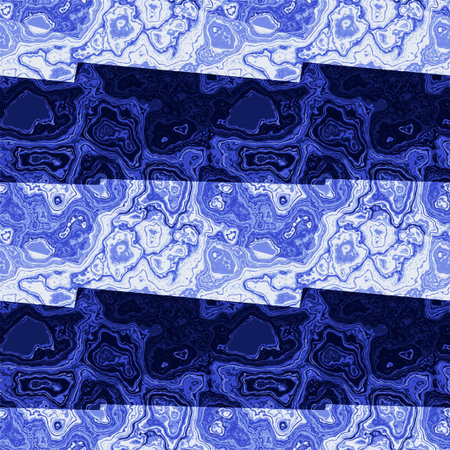 Abstract marbled pattern of blue and dark blue stripes and veins. Blue and white marble texture with...