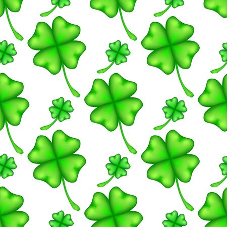Seamless pattern of clovers. Green leaves on a white backgroundのイラスト素材