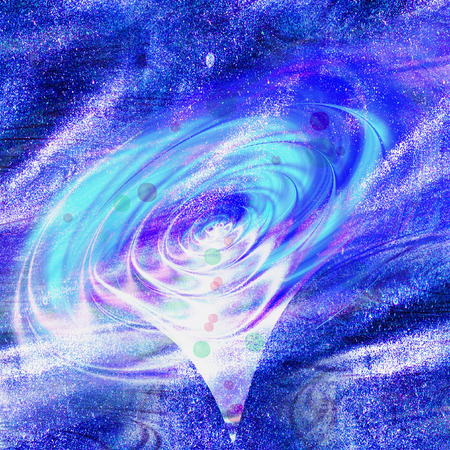 Abstract grunge background with swirling vortex. Blue, white and pink circular background resembling a snow tornadoの写真素材