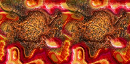 Abstract background with layered hot stones and lava. Red, orange, brown and yellow texture resembling flowing lava. 3d illustrationの写真素材